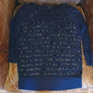 Black 3/4 Sleeve Top w/ Sequins